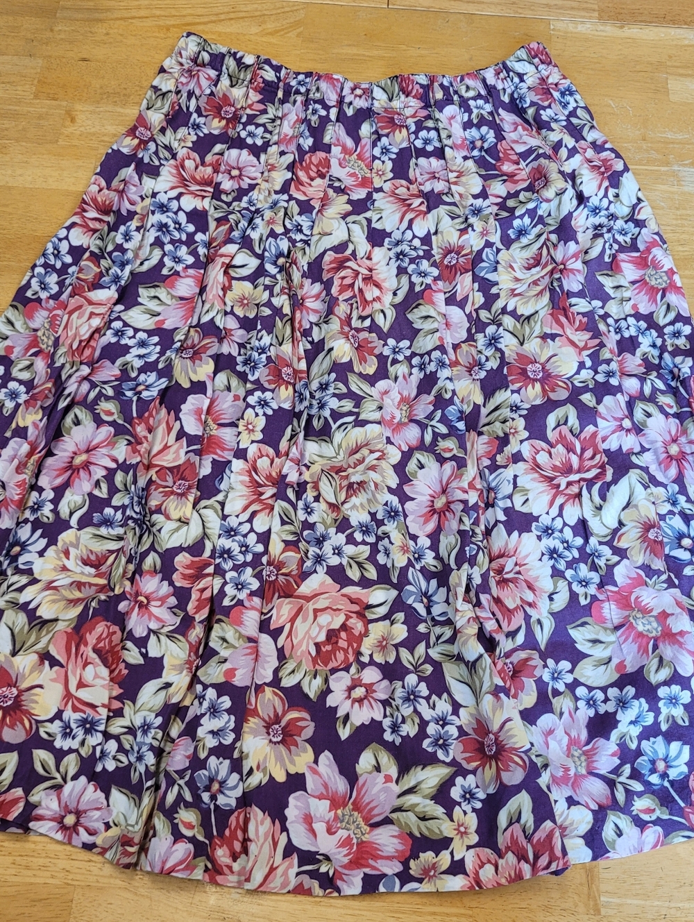 Vintage Pleated Skirt Floral Purple Pink Yellow Marisa Christina Classics XL